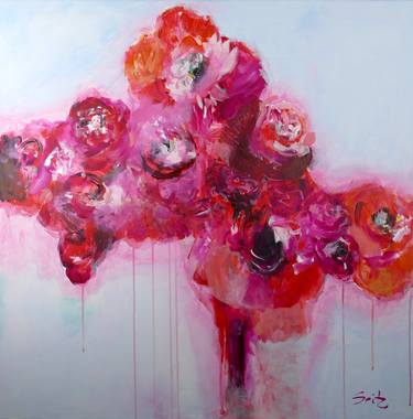 Original Abstract Expressionism Floral Paintings by Merita Seitz