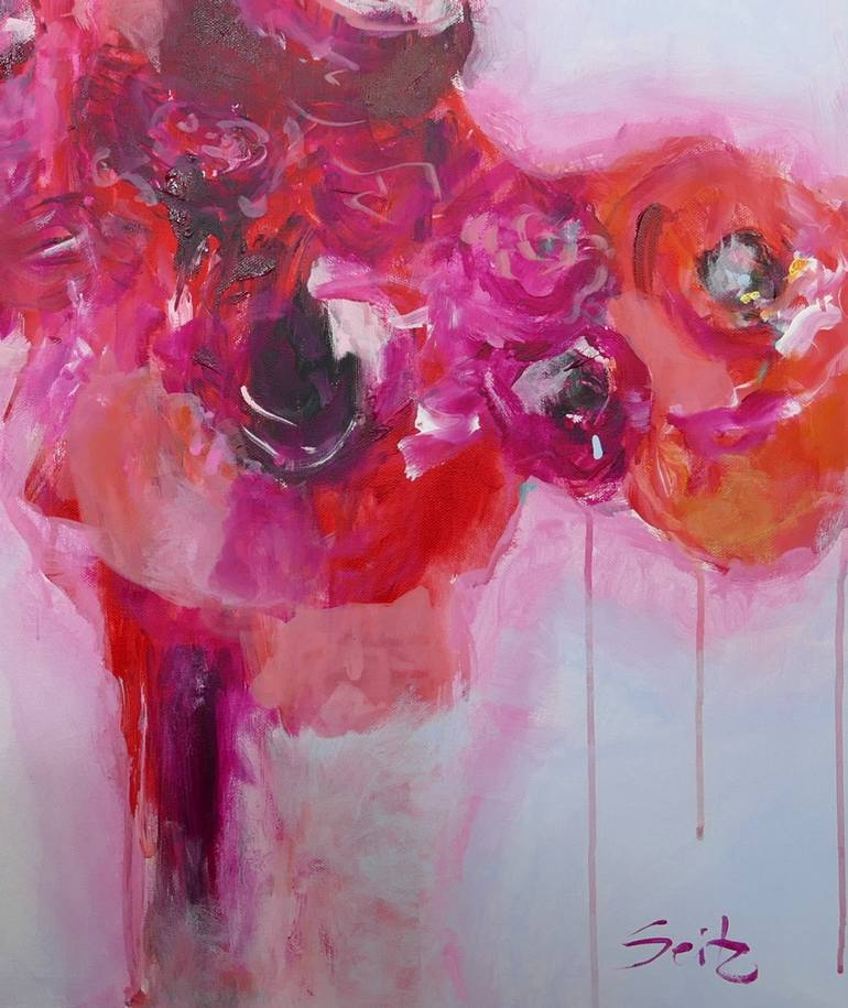 Original Abstract Expressionism Floral Painting by Merita Seitz