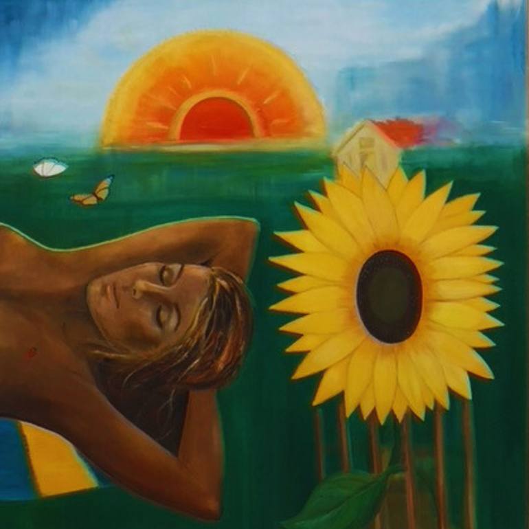 Original Surrealism Women Painting by Kitty Labana