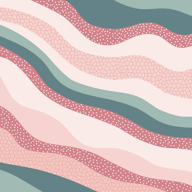 Strawberry waves Mixed Media by Okihana Design | Saatchi Art