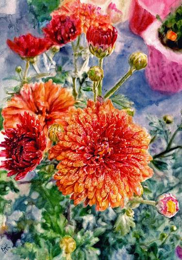 Original Realism Floral Paintings by Sufia Easel