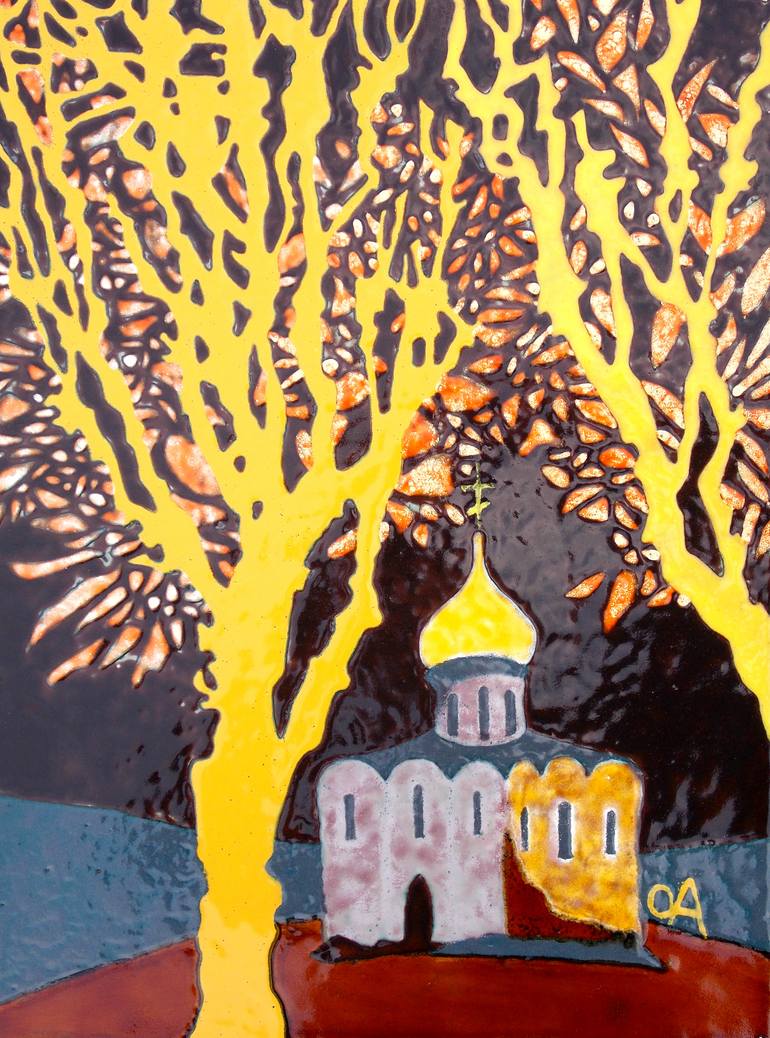 Original Abstract Architecture Painting by Olga Aleksandrova