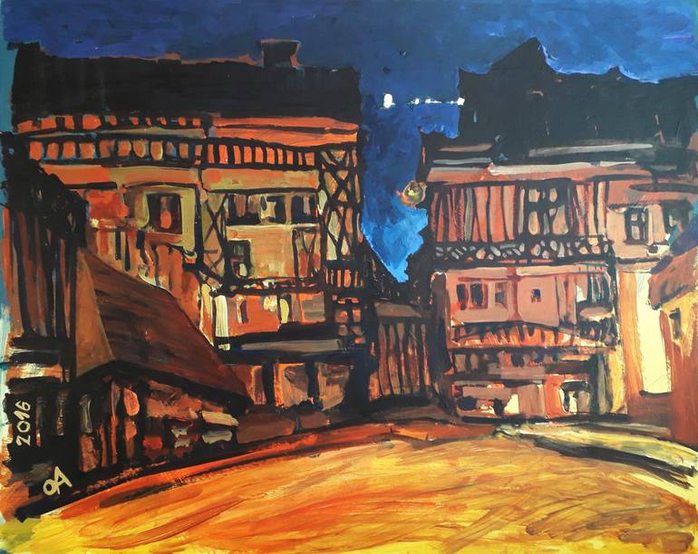 Original Expressionism Architecture Painting by Olga Aleksandrova