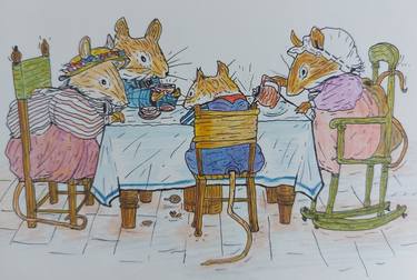 Saatchi Art Artist Alastair Irvine; Drawings, “Tea party for the mice” #art
