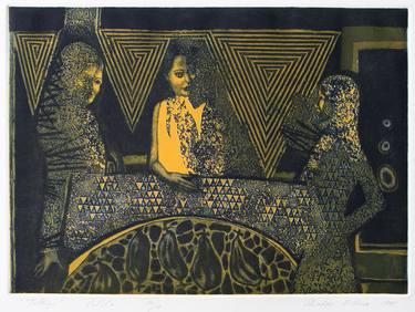 Original Art Deco Women Printmaking by Elena Shichko