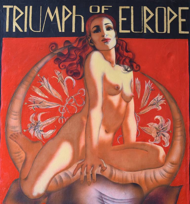 Original Art Deco Erotic Painting by Elena Shichko