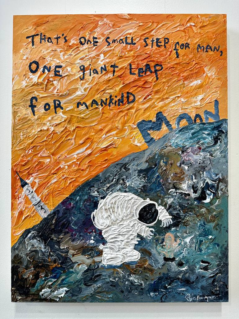 Original Figurative Outer Space Painting by question marker