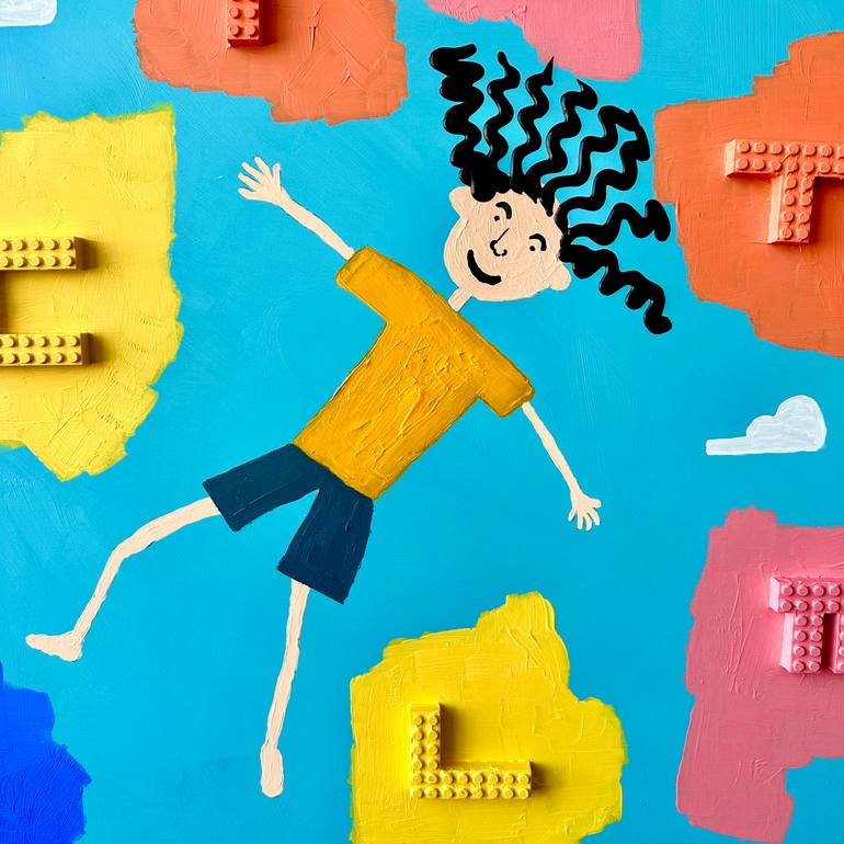 Original Figurative Children Painting by Question Marker