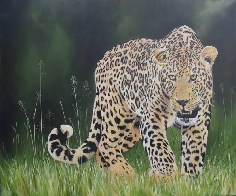 Original Animal Painting by Wayne Richards | Classicism Art on Canvas | Into the Green