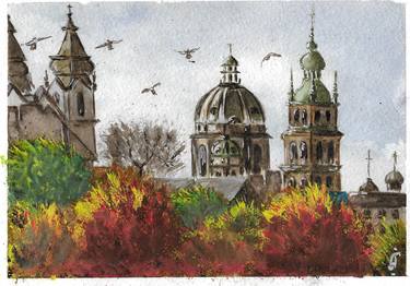Print of Fine Art Architecture Paintings by Olena Horbatenko