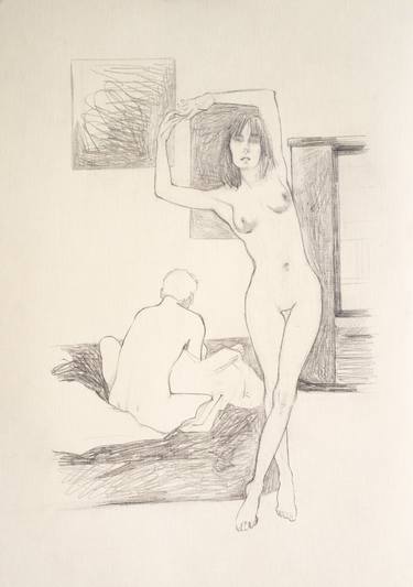 Original Portraiture Nude Drawings by Xenia Raw
