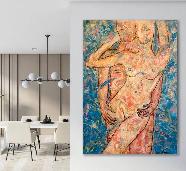 Original Expressionism Love Painting by Cecilia Andonaegui