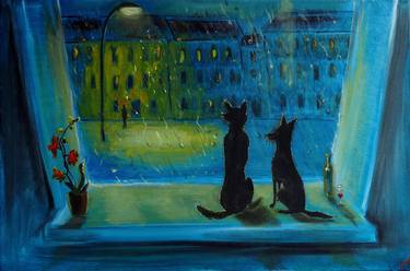 Original Fine Art Dogs Paintings by Lena Yermolaieva