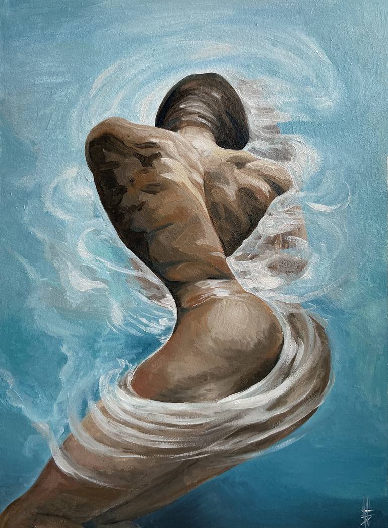 Naked girl in the water Painting by Viktoria Rozhak | Saatchi Art