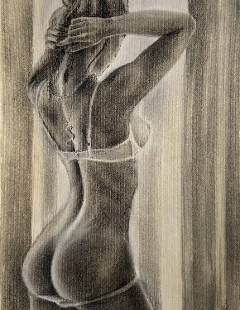 Naked woman Drawing by Viktoria Rozhak