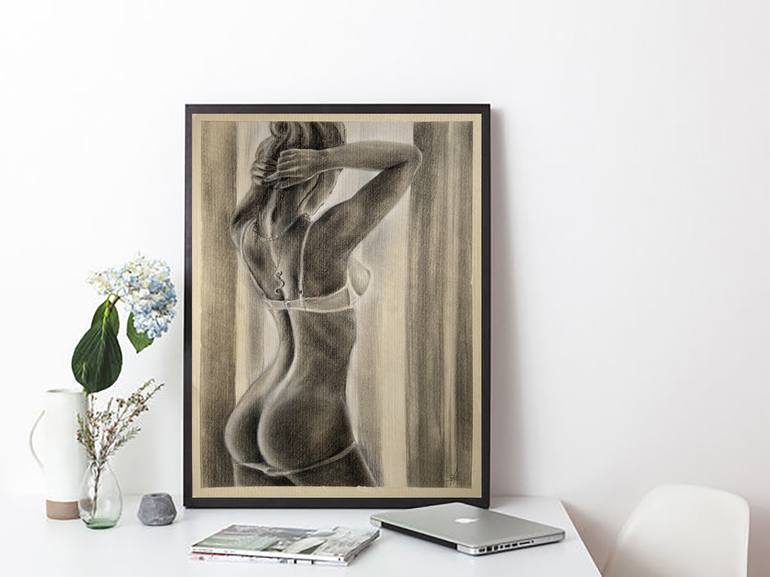 Original Figurative Erotic Drawing by Viktoria Rozhak