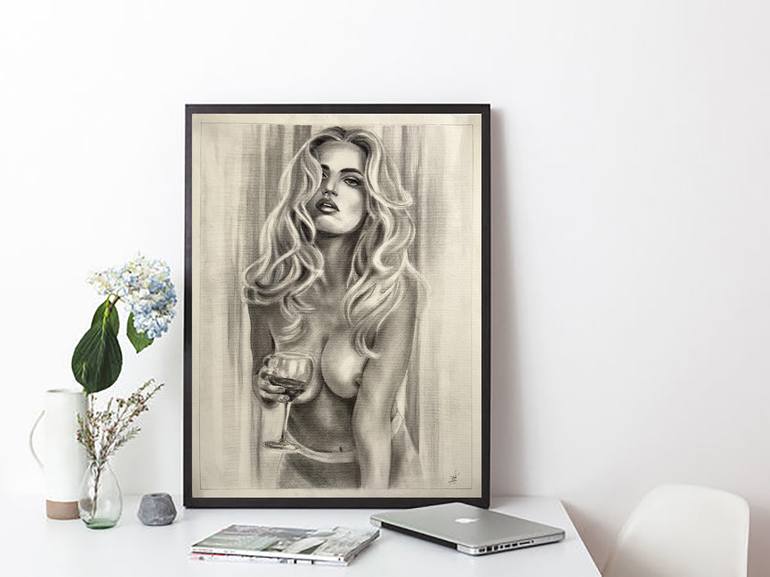 Original Modernism Erotic Drawing by Viktoria Rozhak