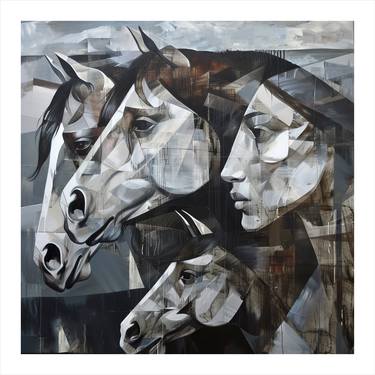 Original Cubism Horse Paintings by Angelo Makula