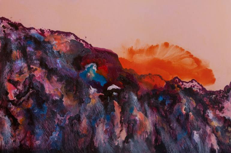 Original Sunset Painting by Weronika Dylag | Abstract Art on Linen | The sunset before the surise