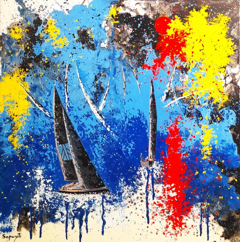 Black sails, marina pop di Saporiti Painting by Marco Saporiti