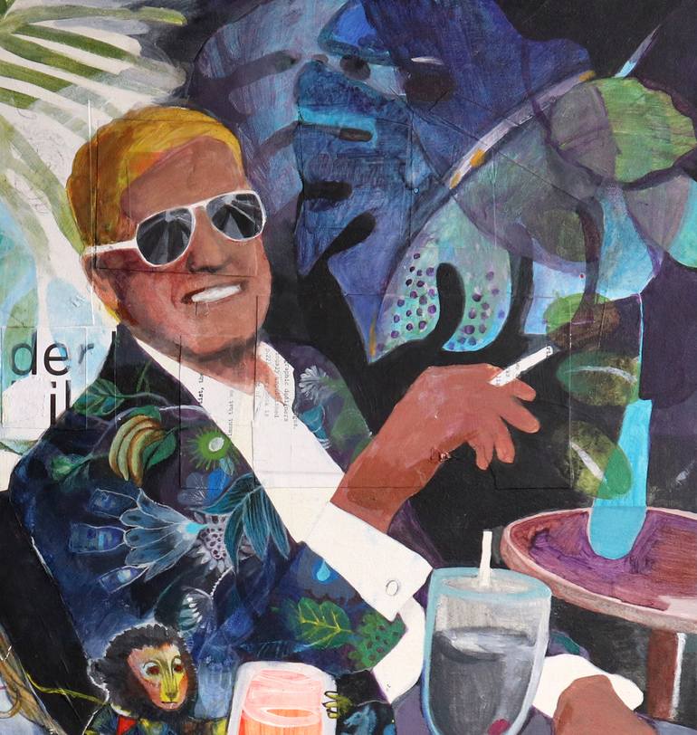 Original Art Deco Love Painting by Katalin Lazar