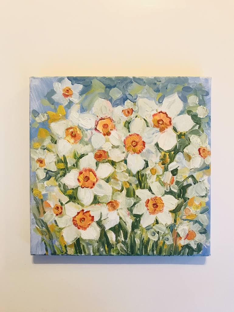 daffodils Painting by Elena Kovtun | Saatchi Art