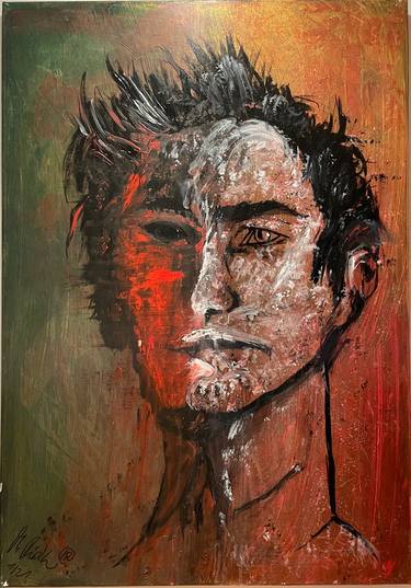 Original Abstract Expressionism Men Paintings by M E X Rietzler