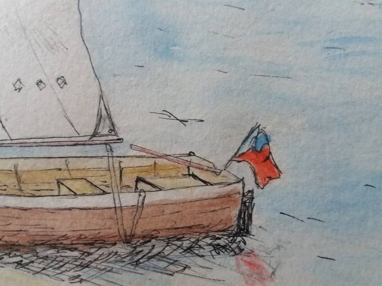 Original Fine Art Boat Painting by Vincent S Coster