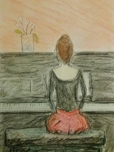 The Piano Lesson (Girl with Irises) thumb