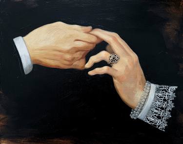 Portrait of a couple after French school old master thumb