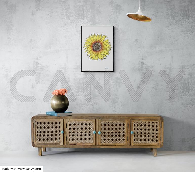 Original Art Deco Floral Drawing by Lavanya Kondabathula
