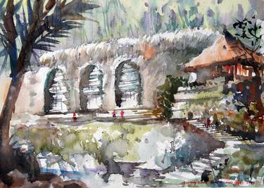 Original Documentary Architecture Paintings by Gede Agus