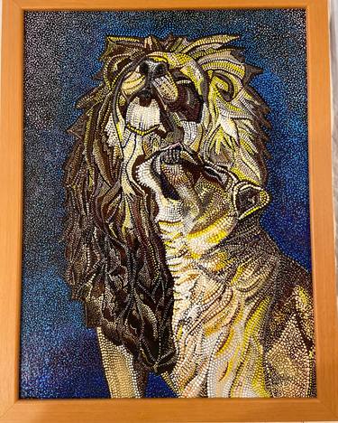 Stained glass "Lion with a lioness" thumb