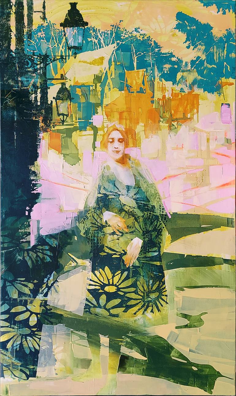 Original Cities Painting by Lilas Blano | Abstract Expressionism Art on Canvas | " Beyonde the sunset "