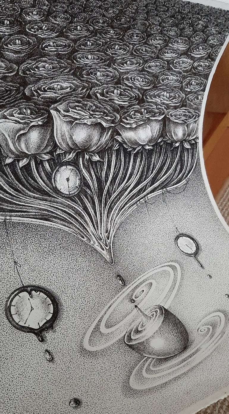Original Abstract Floral Drawing by Elena Motrich