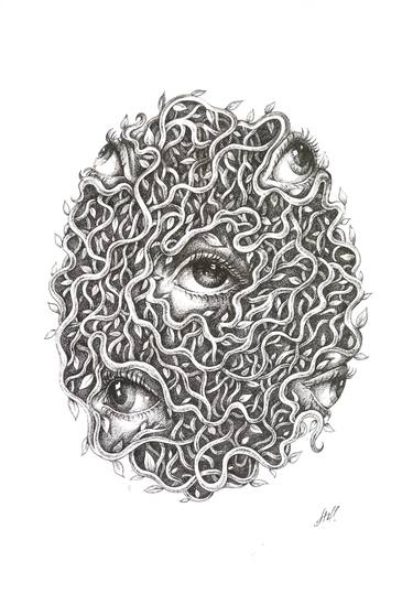 Original Surrealism People Drawings by Elena Motrich