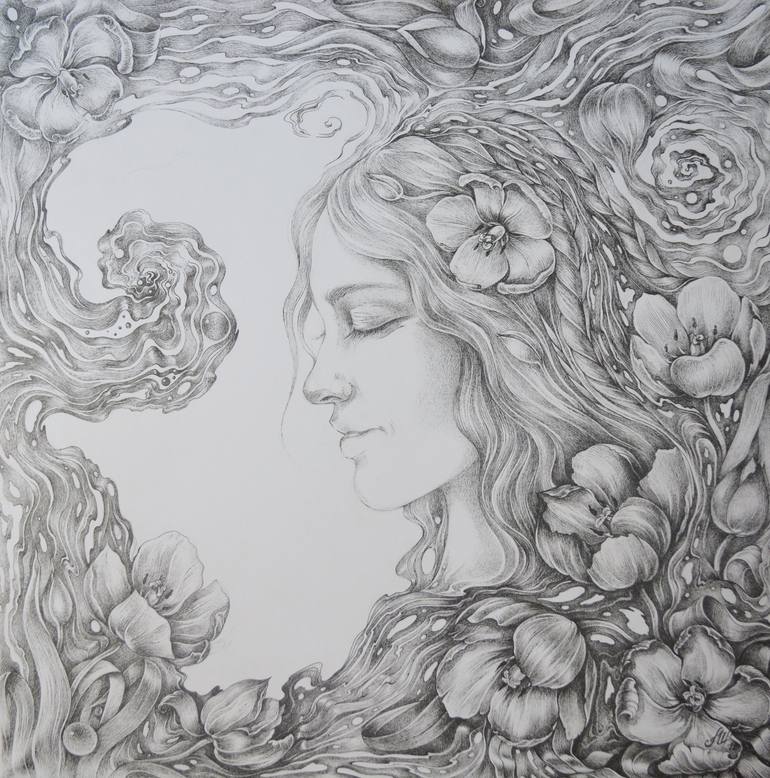 Beauty of Nature - Original Drawing store Artwork, Portrait Art