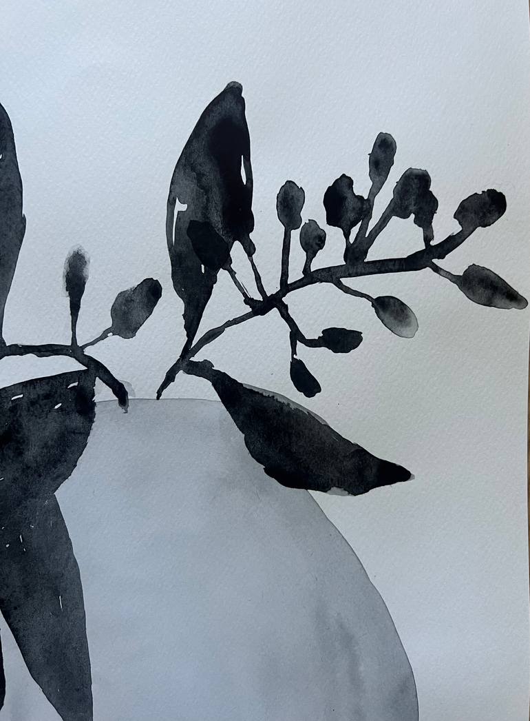 Original Black & White Botanic Painting by Agata Strokata