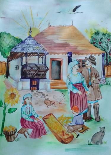 Original Rural life Paintings by Marcelina Bulai