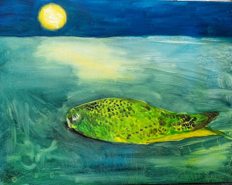 Original Animal Painting by Ernest Lee | Contemporary Art on Canvas | The Night Parrot