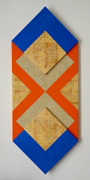 Original Abstract Geometric Mixed Media by Nadege Morey