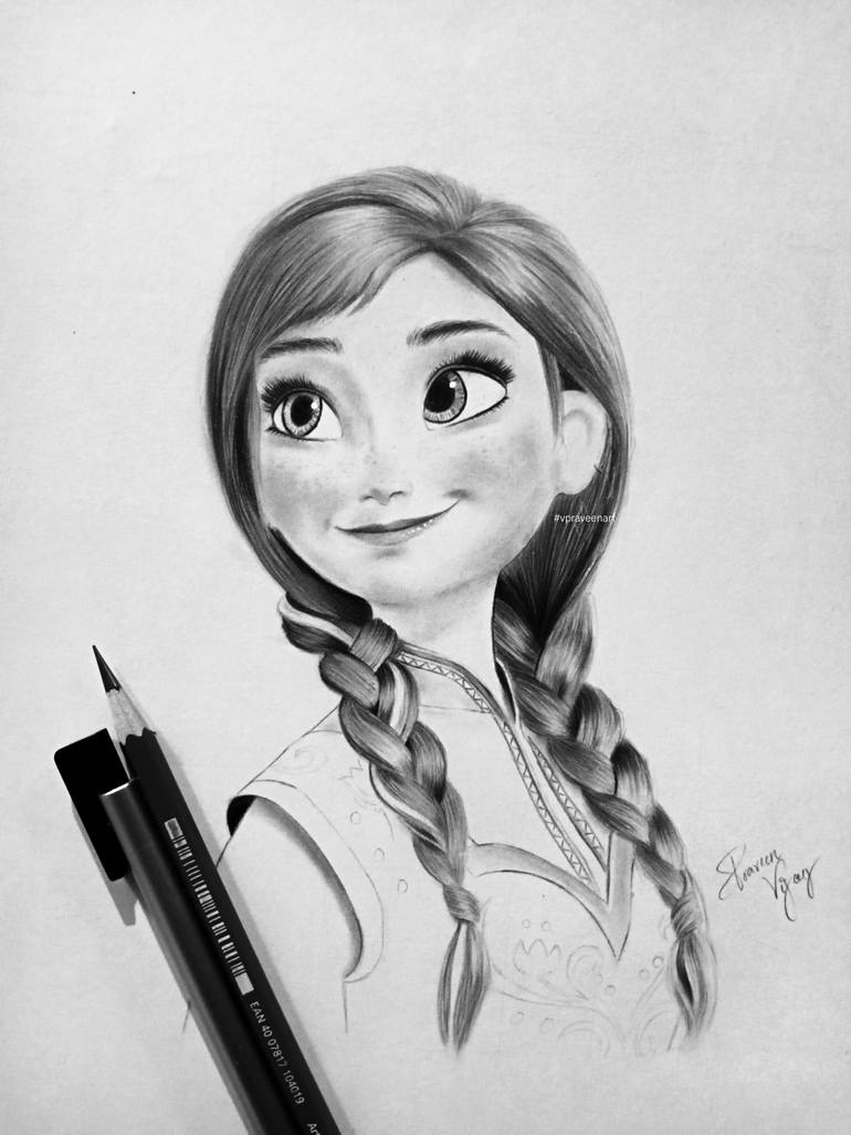 Anna from frozen drawing Drawing by Praveen Vijay | Saatchi Art