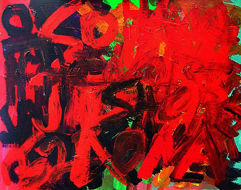 Red Script Artist Red Letters Painting by Noah Erenberg | Saatchi Art