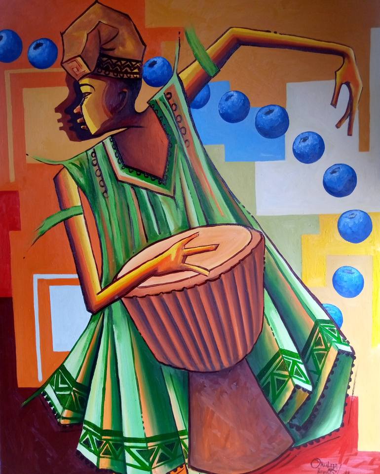 Pintura de bateria ioruba d'AzeezPintura de bateria ioruba d'Azeez  