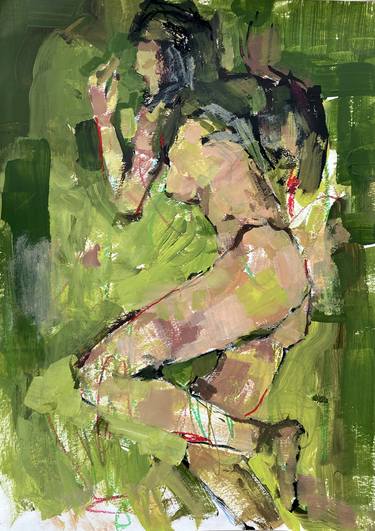 “Malachite” - acrylic painting, paper painting, woman thumb