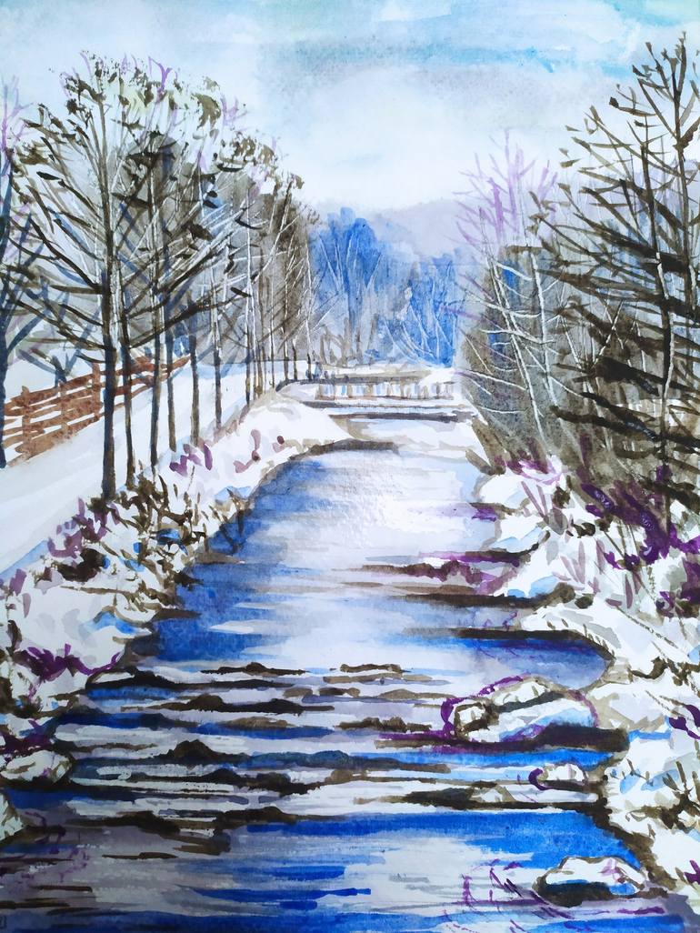 snowy river painting