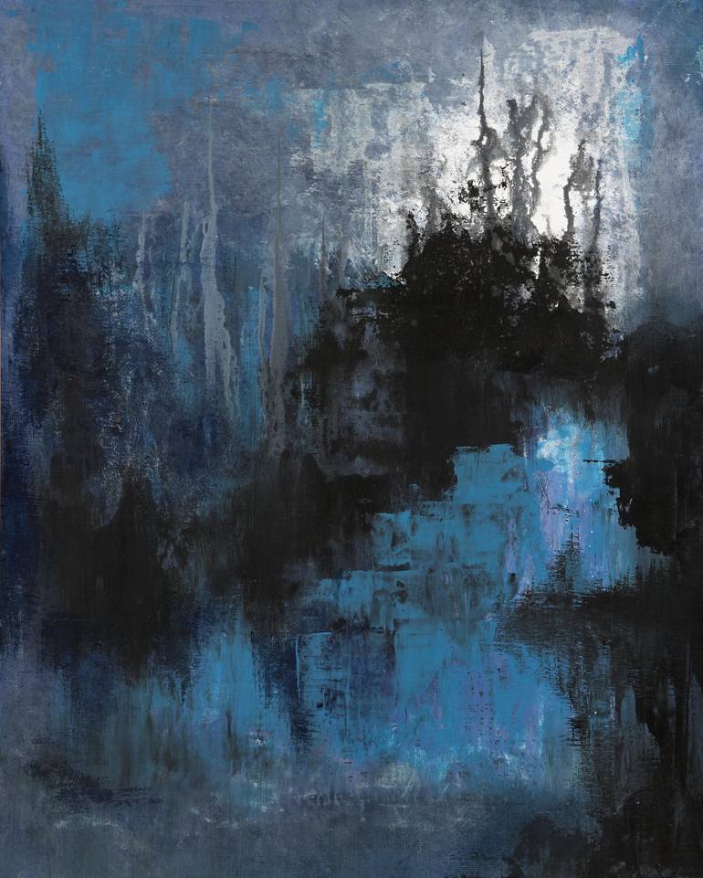 blue black abstract painting