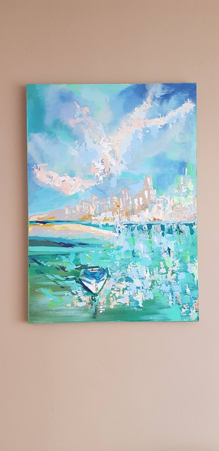 Original Abstract Boat Painting by TANYA EFE