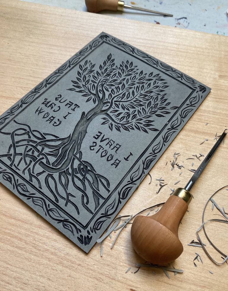 Original Folk Tree Printmaking by Melinda Matyas