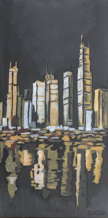 Original Abstract Architecture Paintings by Bogdan Zagan